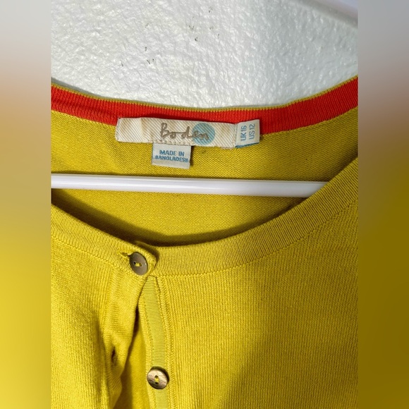 Boden Mustard Cotton Cardigan, Pin up style, US 12 - Picture 2 of 7
